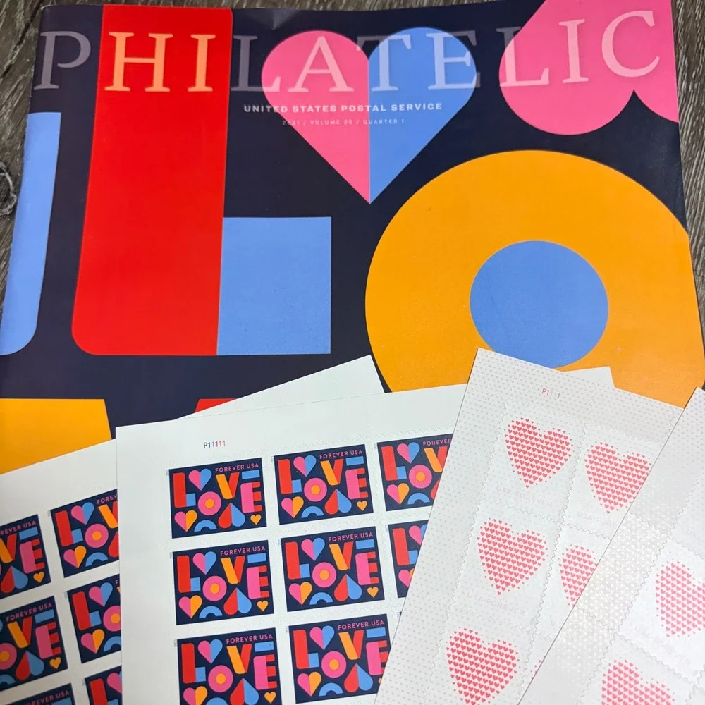USPS Forever Love Stamps 2020 2021 Heart Sheets and Philatelic Catalog Set
